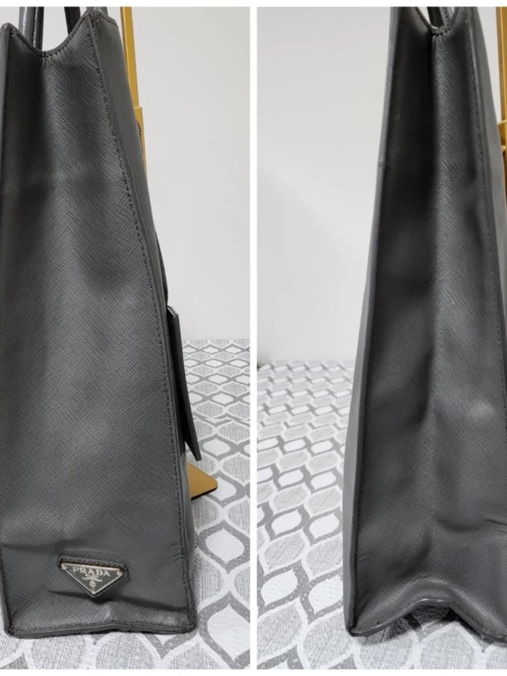 Authentic Prada Saffiano Lux Leather Galleria Tote Bag Grey - Picture 11 of 13